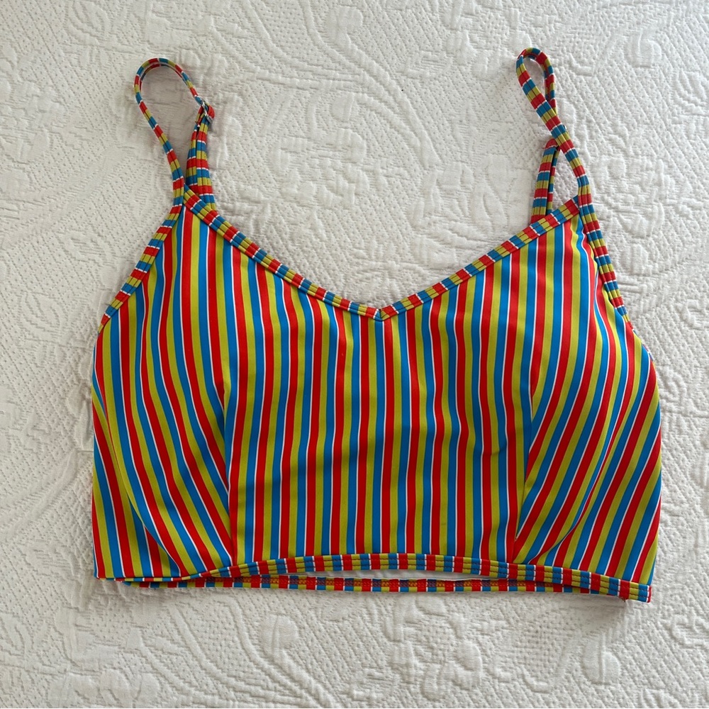 Kortni Jeane V’d Crop Top Multi-Colored Stripe